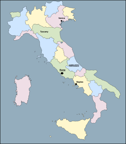Location of Abruzzo in Italy